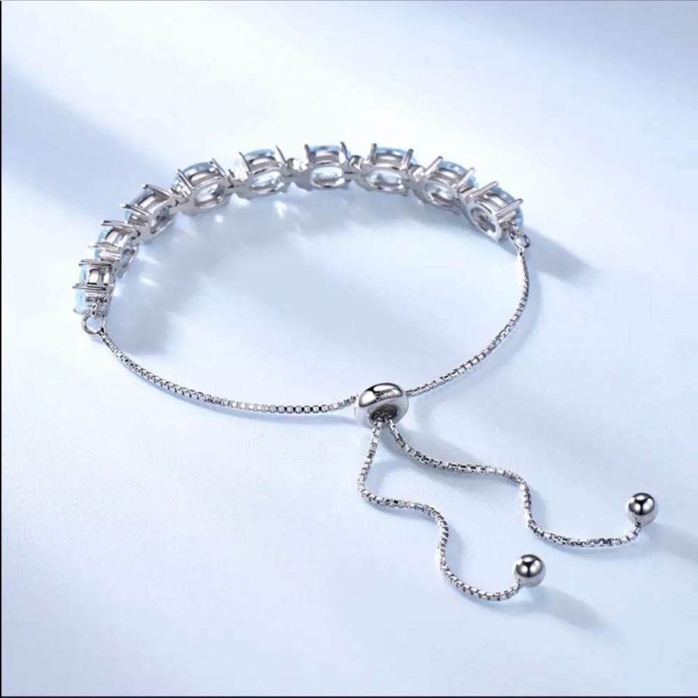 Natural Blue Topaz Bracelet Sterling Silver 925 - Picture 3 of 7